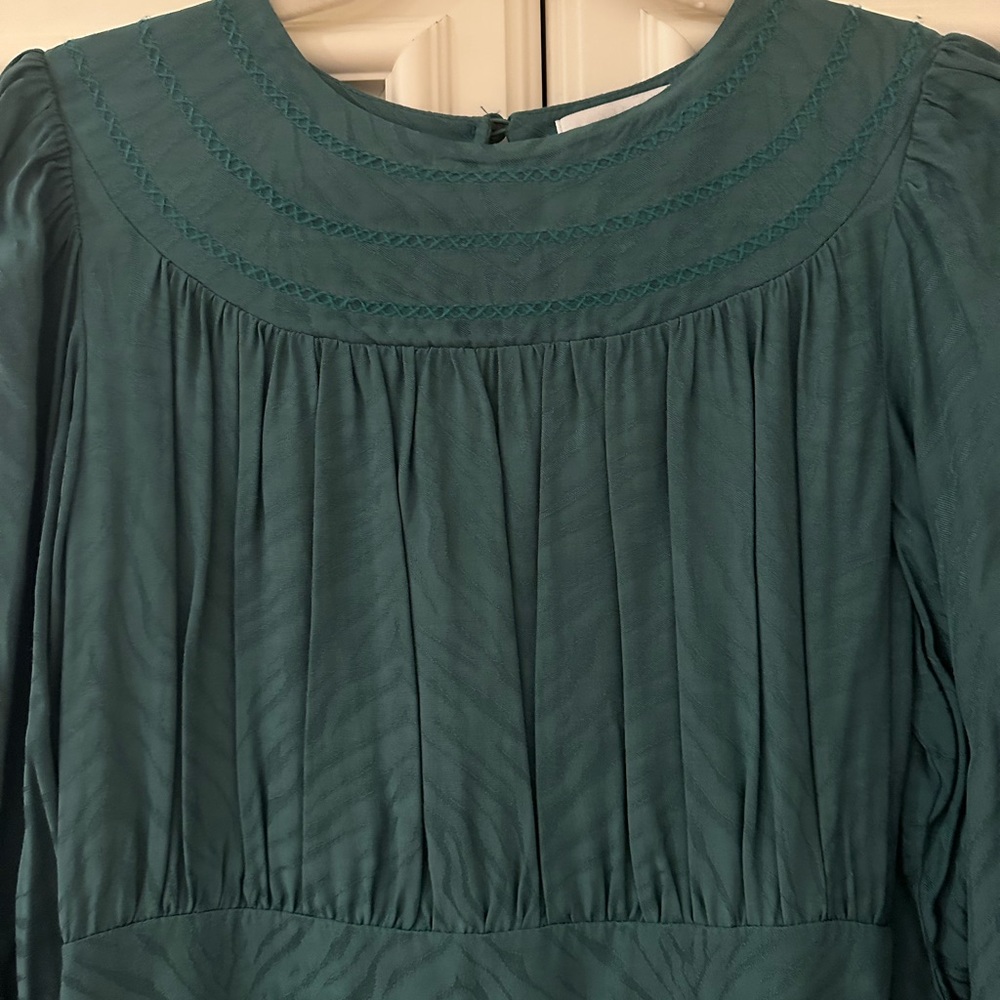 Topshop Green Jacquard Midi Dress in Size 2 NWOT - Picture 2 of 3